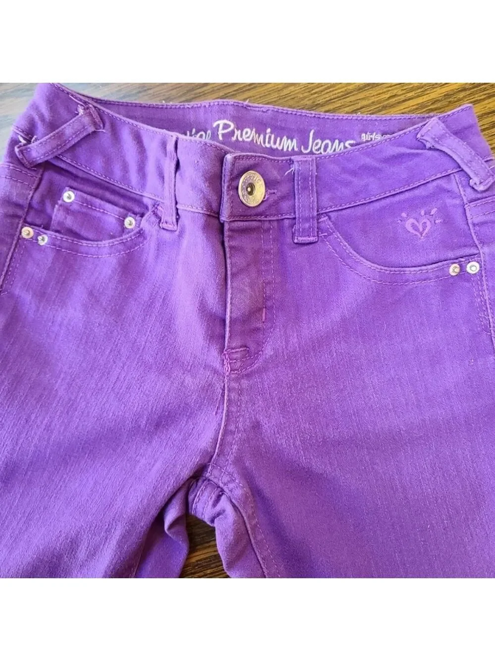 Justice Purple Girls Jeans 10R Ankle Zipper